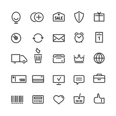 Internet shop icons set in linear style