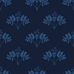 Seamless hand-drawn floral pattern with herbs