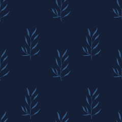 Seamless hand-drawn floral pattern with herbs