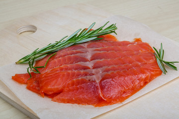 Sliced salmon