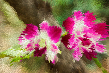 Pink flowers with 3D extrude effect. 