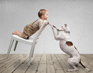 Baby and dog