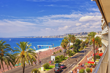 Promenade d Anglais (English promenade) in Nice, France. Balcony © Roman Babakin
