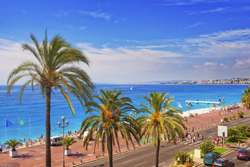 Promenade d Anglais (English promenade) in Nice, France. Horizon
