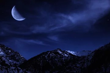 Foto auf Acrylglas Nacht Berg Winterlandschaft © korionov