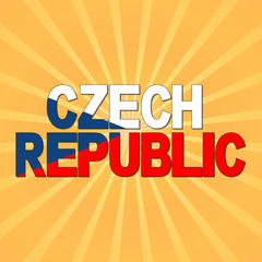 Czech Republic flag text with sunburst illustration
