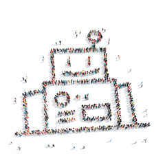 people in the form of an abstract symbol.