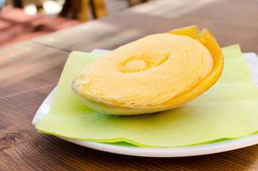 mango sorbet in a natural shell