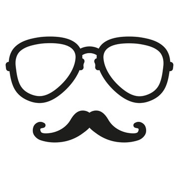 aviation nerd glasses and mustaches. Vector hipster Illustration nerd isolated background