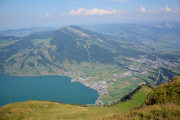 Panorama von Rigi Kulm mit Zugersee