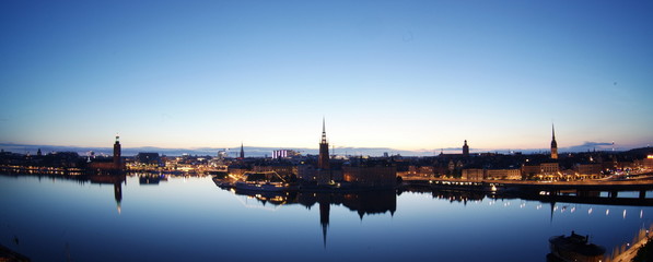 Scenic evening panorama of  Stockholm, Sweden
