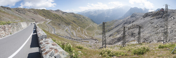 View from Stelvio Pass towards the road leading to it.