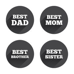 Best mom and dad, brother, sister icons.