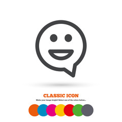 Fototapeta premium Happy face speech bubble symbol. Smile icon.