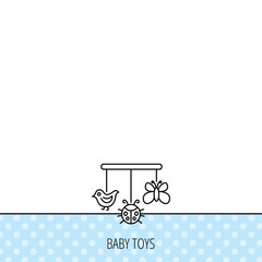 Baby toys icon. Butterfly, ladybug and bird sign