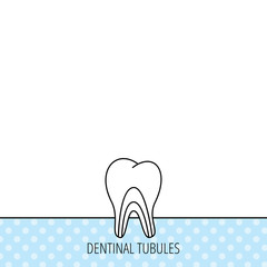 Dentinal tubules icon. Tooth medicine sign.