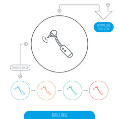 Drilling tool icon. Dental oral bur sign.