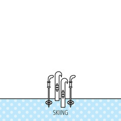 Skiing icon. Ski and sticks sign.