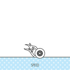 Burning wheel icon. Speed or Race sign.