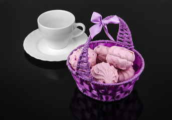 Berry purple marshmallow in the basket