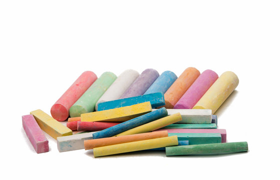 chalks in a variety of colors arranged