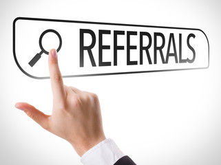 Referrals written in search bar on virtual screen