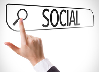 Social written in search bar on virtual screen