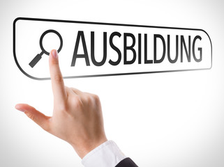 Education (in German) written in search bar on virtual screen