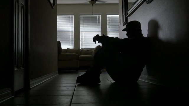 Soldier's silhouette with PTSD, MEDIUM, 4K
