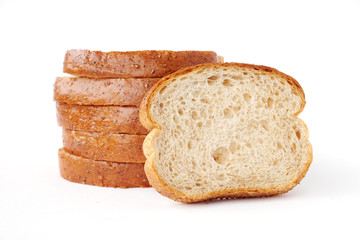 Sliced whole wheat beard isolate on white background