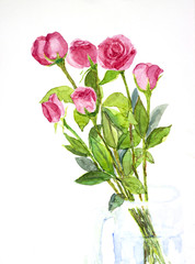 roses watercolor painted