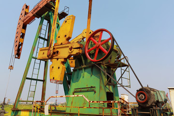 Golden yellow Oil pump of crude oilwell rig