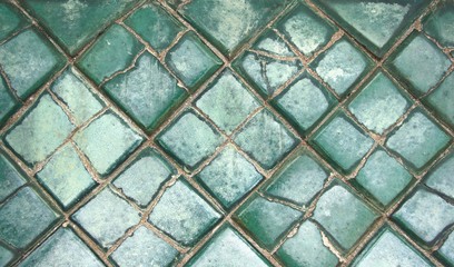 Fototapeta premium old green wall tiles as a background image