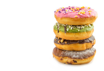 various glazed donuts isolate on white background