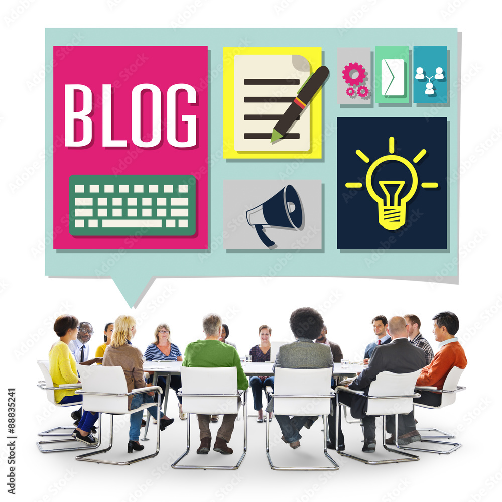 Poster blog weblog media online messaging notes concept