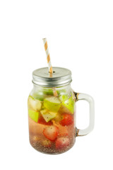 Chia seeds ,Strawberry  and  Apple Green in lemonade