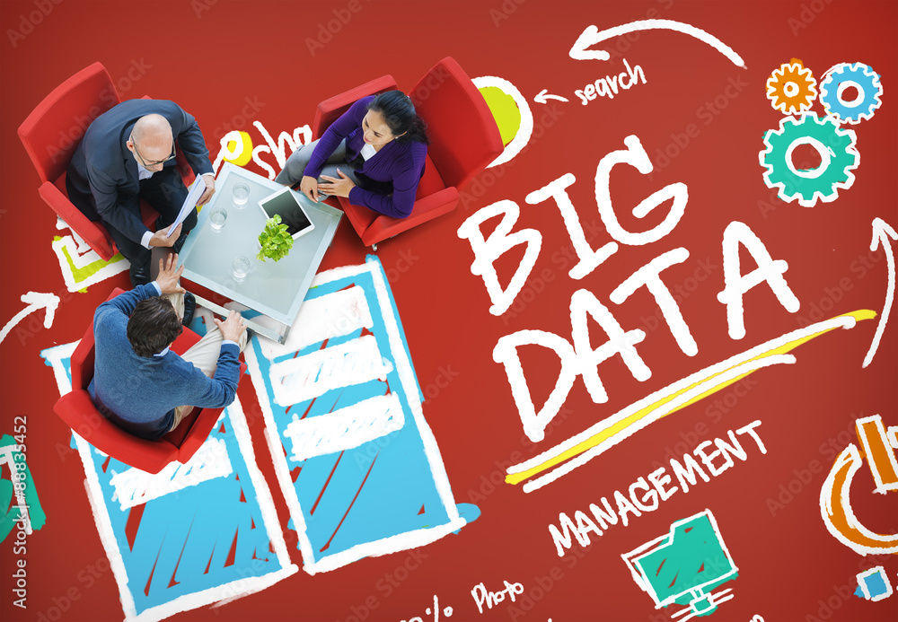 Poster big data storage online technology database concept