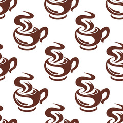 Steaming coffee cups retro seamless pattern