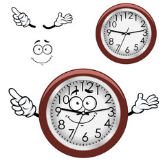 Cartoon wall clock with brown rim