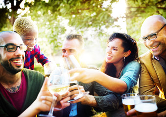 Friends Party Outdoors Celebration Happiness Concept