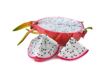 Sliced Dragon Fruit on white background