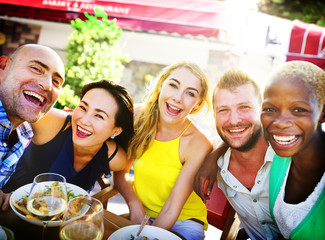 Diverse People Luncheon Outdoors Food Concept