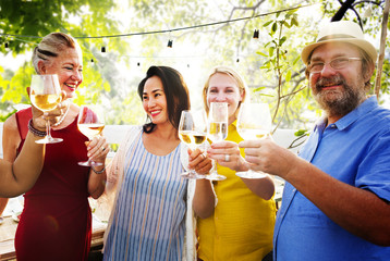 Diverse People Luncheon Outdoors Hanging out Concept