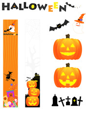 ハロウィン　縦バナー、縦帯バナー、背景、バリエーション、複数