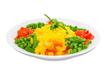 Boiled rice with vegetables