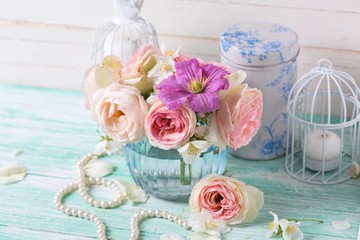 Roses, jasmine and clematis   flowers