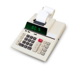 Old calculator showing a percentage - 80 percent