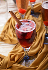 a glass of red sangria