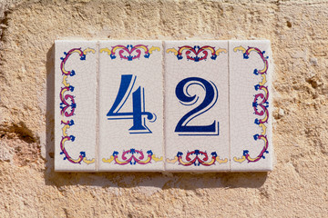 Tiles for house number 42