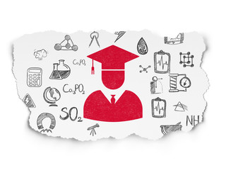 Science concept: Student on Torn Paper background